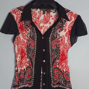 Black Accordion Top - Size L